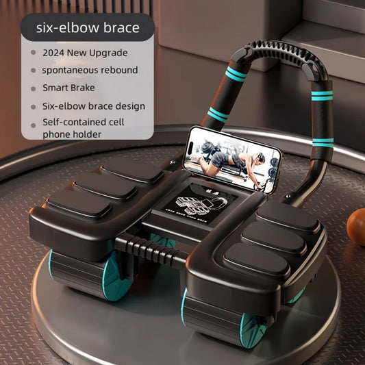 "Automatic Rebound Ab Wheel Roller – 6-Elbow Anti-Slip Home Fitness Trainer