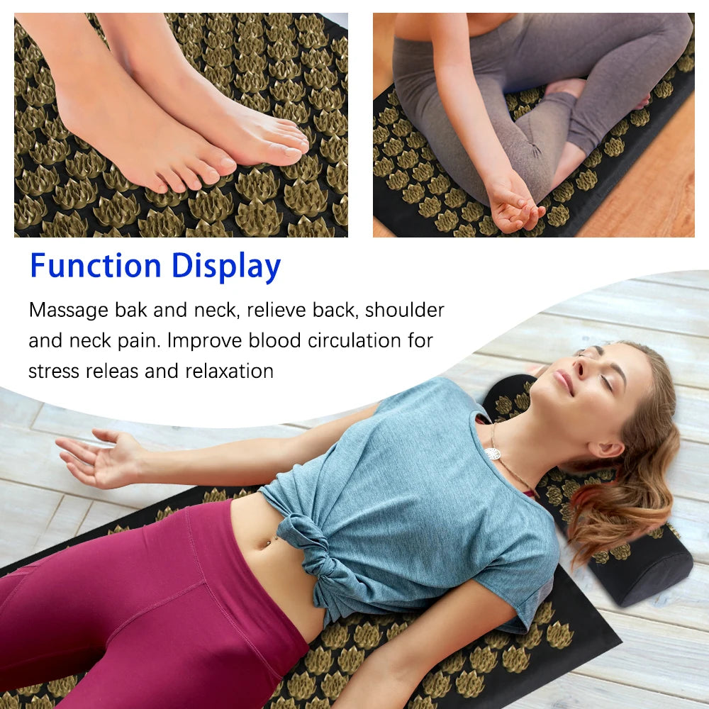 Kuznetsov's Applicator, Acupressure Yoga Mat AND Pillow Neck Fitness Pad