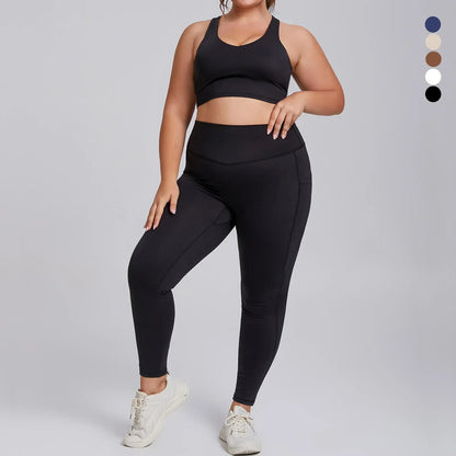 Plus Size Yoga Outfit – Sports Bra & Leggings Set