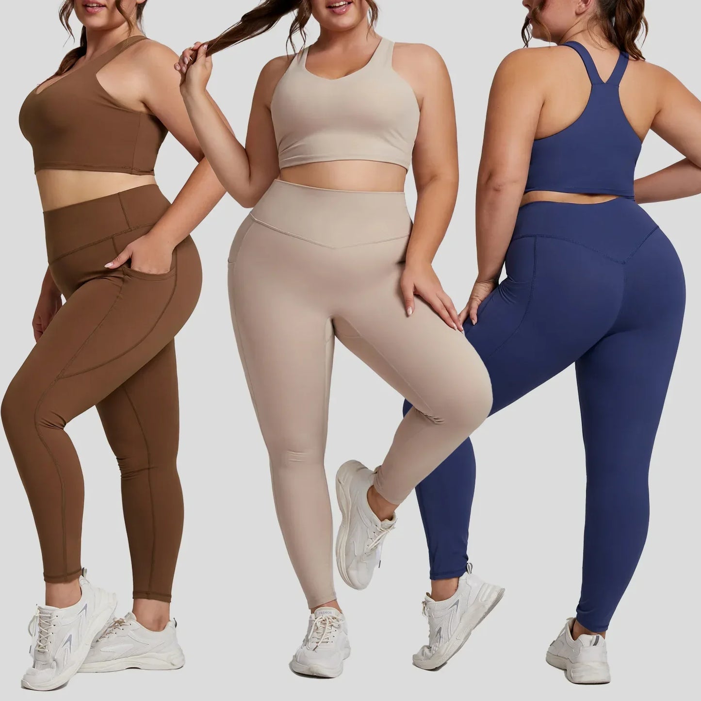 Plus Size Yoga Outfit – Sports Bra & Leggings Set